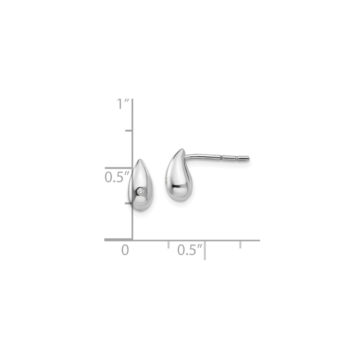 Sterling Silver Teardrop Stud Earrings Cubic Zirconia