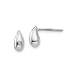 Sterling Silver Teardrop Stud Earrings for Women with Cubic Zirconia, Minimalist Design Elegant Daily Studs, Modern Silver Posts, Dainty Drop Earrings, Fine Jewelry for Everyday Wear