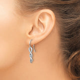 Sterling Silver Dangle Earrings with Diamond Accents, Infinity Twist Design, Shepherd Hooks