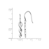 Sterling Silver Dangle Earrings with Diamond Accents, Infinity Twist Design, Shepherd Hooks