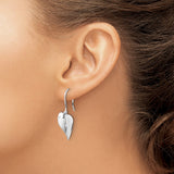 Sterling Silver Dangle Earrings with Diamond Accent and Asymmetrical Heart Charms