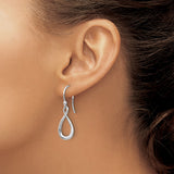 Sterling Silver Infinity Loop Earrings with Diamond Accents, Lightweight Dangle Design