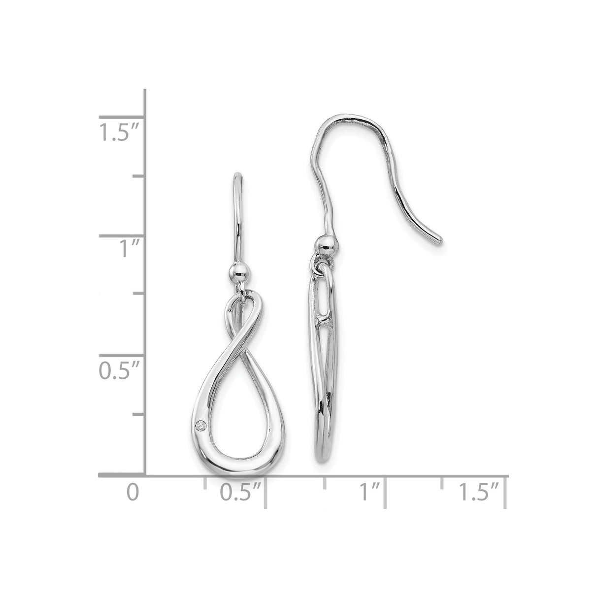 Sterling Silver Infinity Loop Earrings with Diamond Accents, Lightweight Dangle Design