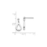 Sterling Silver Teardrop Dangle Earrings with Diamond Accent, Open Drop Minimalist Design