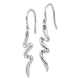Sterling Silver Dangle Earrings with Cubic Zirconia, Abstract Wave Design