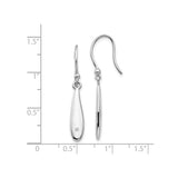 Sterling Silver Drop Earrings with Diamond Accent, Elongated Teardrop Minimalist Design