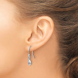 Sterling Silver Teardrop Dangle Earrings with Diamond Accents and Twisted Design
