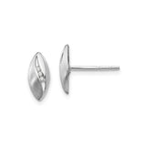 Sterling Silver Marquise Stud Earrings with Cubic Zirconia and Satin Finish
