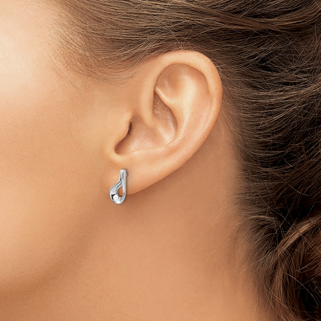 Sterling Silver Teardrop Stud Earrings Open Loop Stone