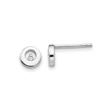 Sterling Silver Stud Earrings with Diamond and Circular Design, Minimalist Polished Style