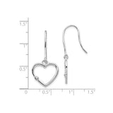 Sterling Silver Heart Drop Earrings with Diamond Accents and Open Heart Design for Women
