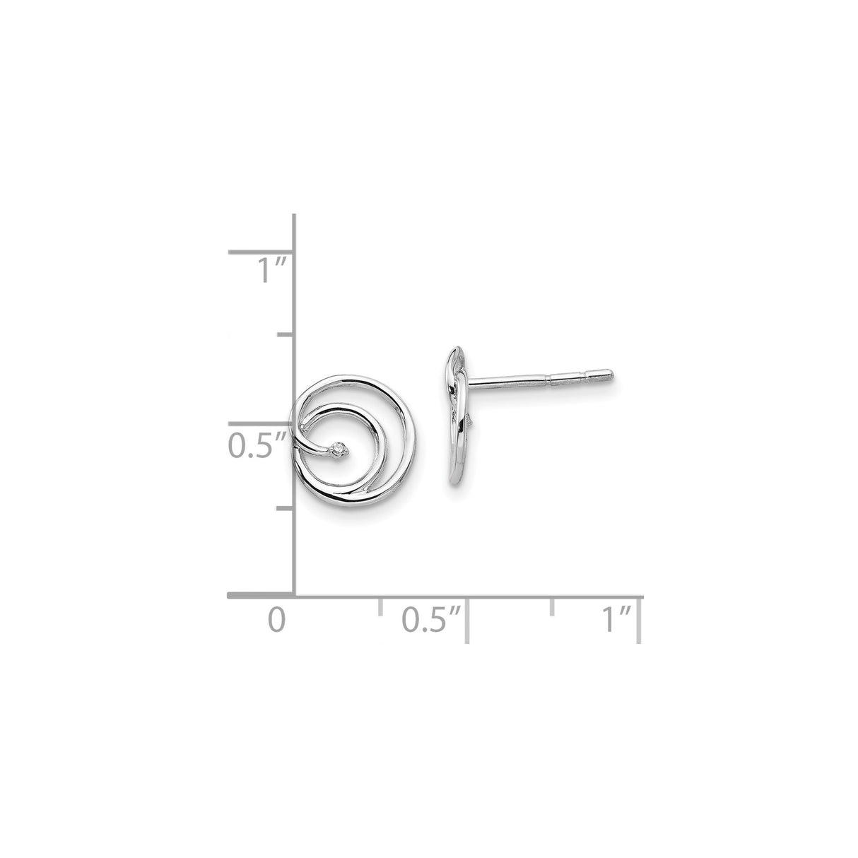 Sterling Silver Swirl Stud Earrings With Gemstone Accent