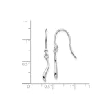 Sterling Silver Dangle Earrings with Diamond Accent, Wave Design, Modern Minimalist Style