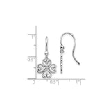 Sterling Silver Dangle Earrings with Diamond Accents, Openwork Four Heart Clover Design