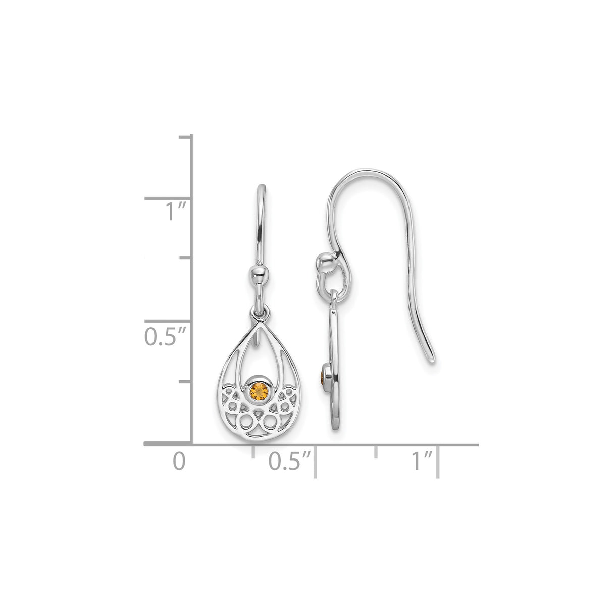 Sterling Silver Drop Earrings with Citrine, Celtic Knot Teardrop Design, Ethnic Style Jewelry