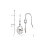 Sterling Silver Drop Earrings with Citrine, Celtic Knot Teardrop Design, Ethnic Style Jewelry