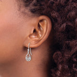 Sterling Silver Dangle Earrings with Garnet, Teardrop Design and Celtic Knotwork