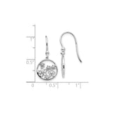 Sterling Silver Dangle Earrings with Diamond, Floral Openwork Blossom Design for Women