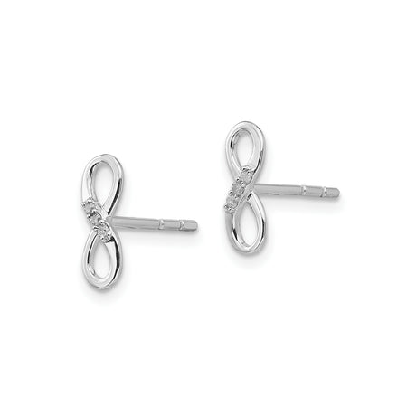 Sterling Silver Infinity Symbol Stud Earrings with Diamond Accents, Minimalist Eternal Love Design