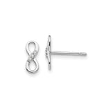 Sterling Silver Infinity Symbol Stud Earrings with Diamond Accents, Minimalist Eternal Love Design