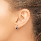 Sterling Silver Dangle Earrings with Garnet and Diamond Accents, Polished Finish, Drop Design