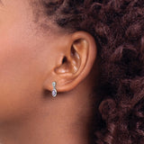 Sterling Silver Dangle Earrings with Oval Amethyst and Cubic Zirconia Accents