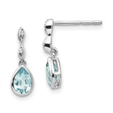 Sterling Silver Dangle Earrings with Sky Blue Topaz, Diamond Accents, Teardrop Design