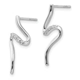 Sterling Silver Wave Post Earrings Minimalist Cubic Zirconia