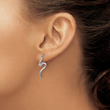 Sterling Silver Wave Post Earrings Minimalist Cubic Zirconia