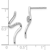 Sterling Silver Wave Post Earrings Minimalist Cubic Zirconia