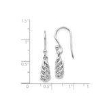Sterling Silver Dangle Earrings with Diamond, Twisted Teardrop Open Spiral Design