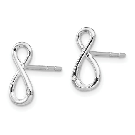 Sterling Silver Infinity Symbol Stud Earrings with Cubic Zirconia Accent, Modern Minimalist Design