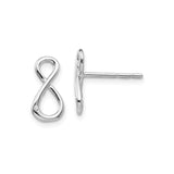 Sterling Silver Infinity Symbol Stud Earrings with Cubic Zirconia Accent, Modern Minimalist Design