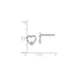 Sterling Silver Heart Stud Earrings with Diamond Accent, Minimalist Design for Women