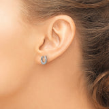 Sterling Silver Horseshoe Stud Earrings with Diamond, Lucky Western Style for Women