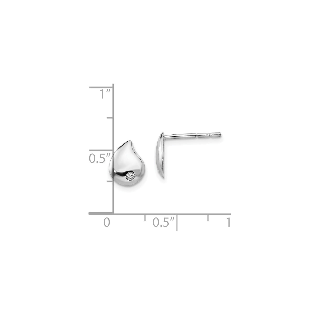 Sterling Silver Teardrop Stud Earrings With Clear Stone