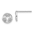 Sterling Silver Stud Earrings with Diamond Accents, Openwork Floral Design for Women