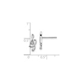 Sterling Silver Treble Clef Stud Earrings with Diamond Accent, Music-Inspired Jewelry for Women