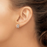 Sterling Silver Star Shaped Stud Earrings with Open Cutout Design and Diamond Accent