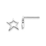 Sterling Silver Star Shaped Stud Earrings with Open Cutout Design and Diamond Accent