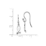 Sterling Silver Ribbon Drop Earrings with Diamond Accent, Awareness Symbol Jewelry for Women