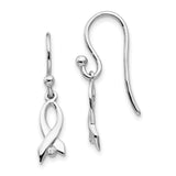 Sterling Silver Ribbon Drop Earrings with Diamond Accent, Awareness Symbol Jewelry for Women