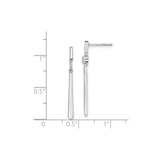 Sterling Silver Drop Earrings with Diamond Accents, Vertical Bar Linear Design