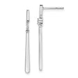 Sterling Silver Drop Earrings with Diamond Accents, Vertical Bar Linear Design