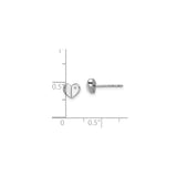Sterling Silver Heart Stud Earrings with Diamond Accent, Dainty Minimalist Design for Women