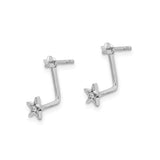Sterling Silver Star Drop Earrings with Cubic Zirconia Accents, Celestial Design