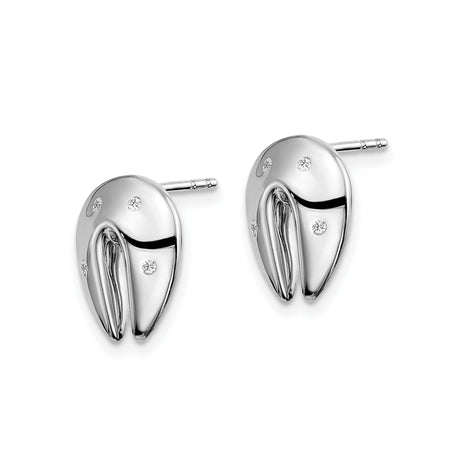 Sterling Silver Horseshoe Stud Earrings with Diamond Accents, Western Minimalist Style for Women