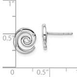 Sterling Silver Spiral Stud Earrings with Diamond Accents, Modern Swirl Design