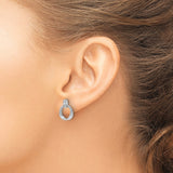 Sterling Silver Dangle Earrings with Diamond Accents, Interlocking Circle Design