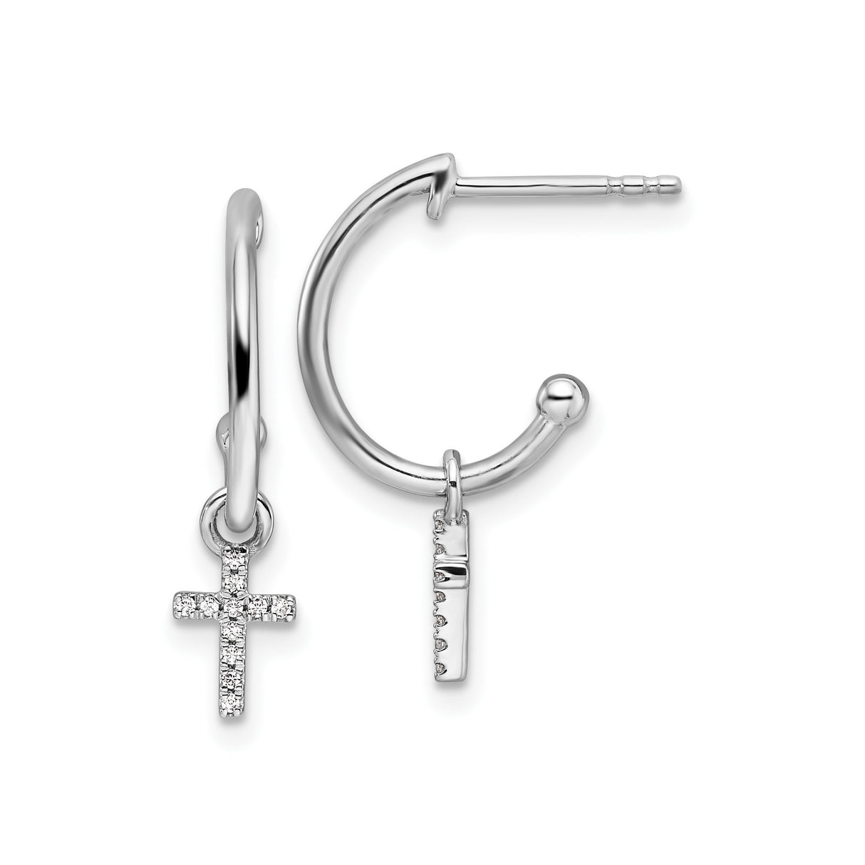 Modern Unisex Cross Pendant with Sterling Silver Dangle Charm and Hoop Earrings Featuring Diamond Accent and Post Backing – Minimalist Christian Jewelry for Men and Women of Faith and Style